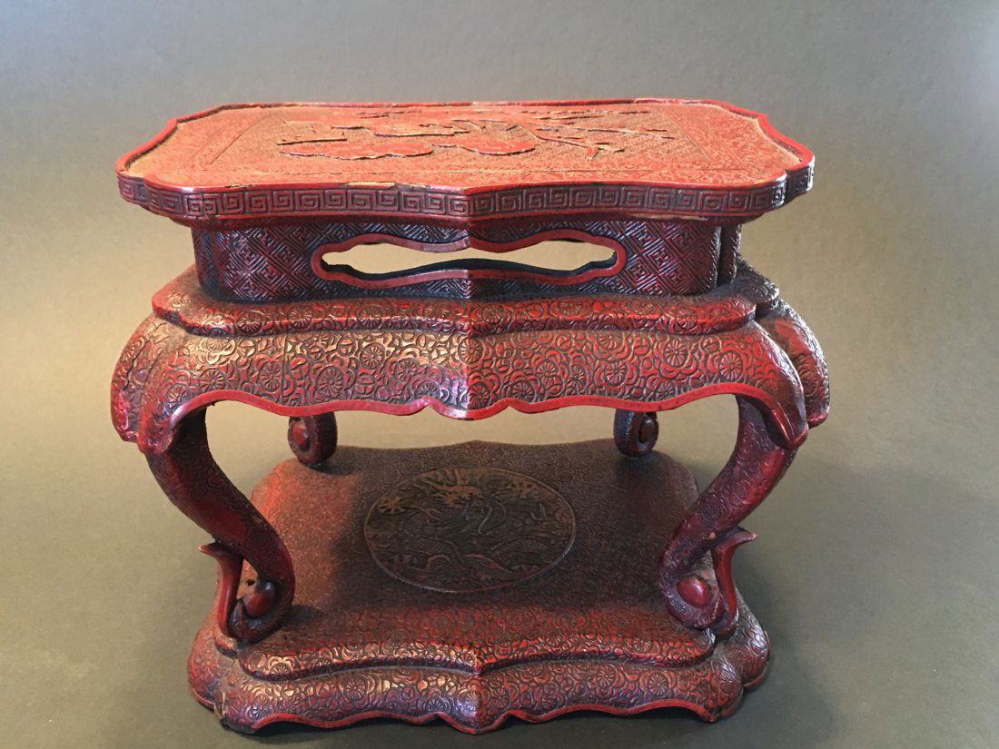 ANTIQUE Chinese Red Lacqer Table, Qing period. (1 of 10)