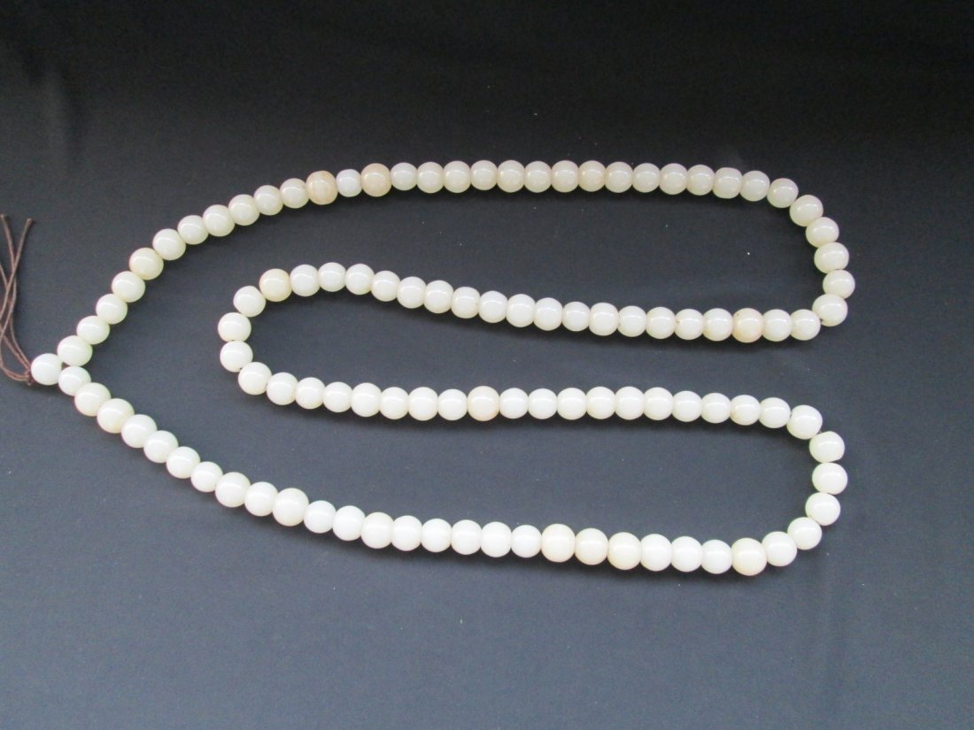 ANTIQUE Chinese HETIAN White Jade Necklace, 108 pcs (1 of 7)