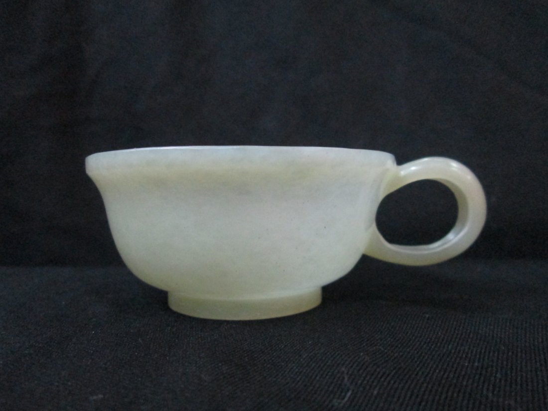 OLD Chinese HETIAN White Jade Cup, 7.1cm x 3.2cm x (1 of 6)
