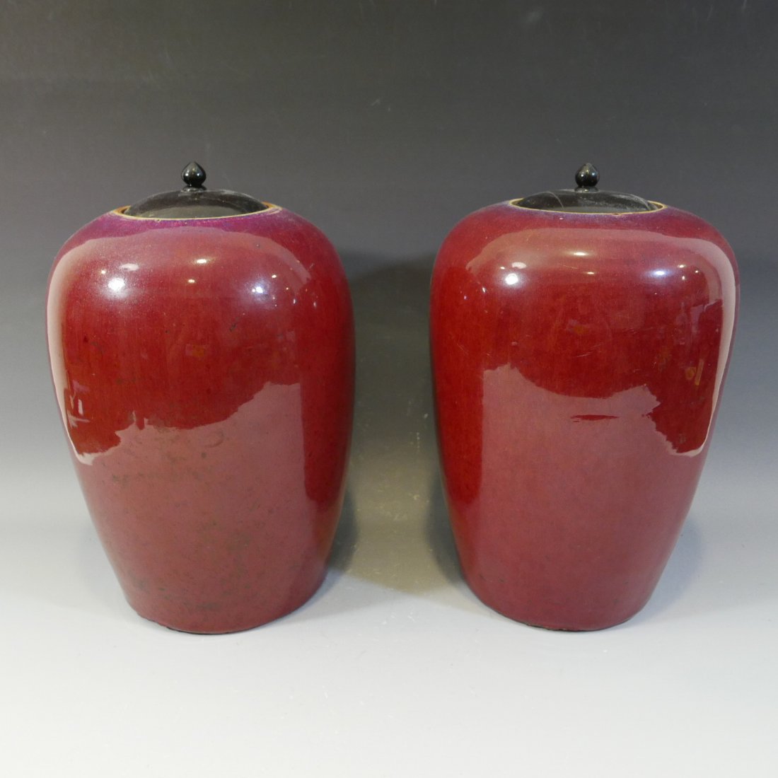 ANTIQUE CHINESE RED FLAMBE GLAZE PORCELAIN JAR - 18TH (1 of 9)