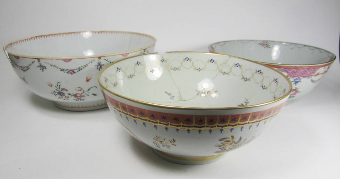 THREE CHINESE EXPORT PORCELAIN PUNCH BOWL, 18TH (1 of 9)