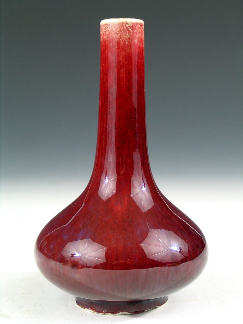 Chinese Ox Blood Porcelain Vase, Kangxi Mark, 19th: Chinese Ox Blood Porcelain Vase, Kangxi Mark, 19th Century. Ht 16 cm.