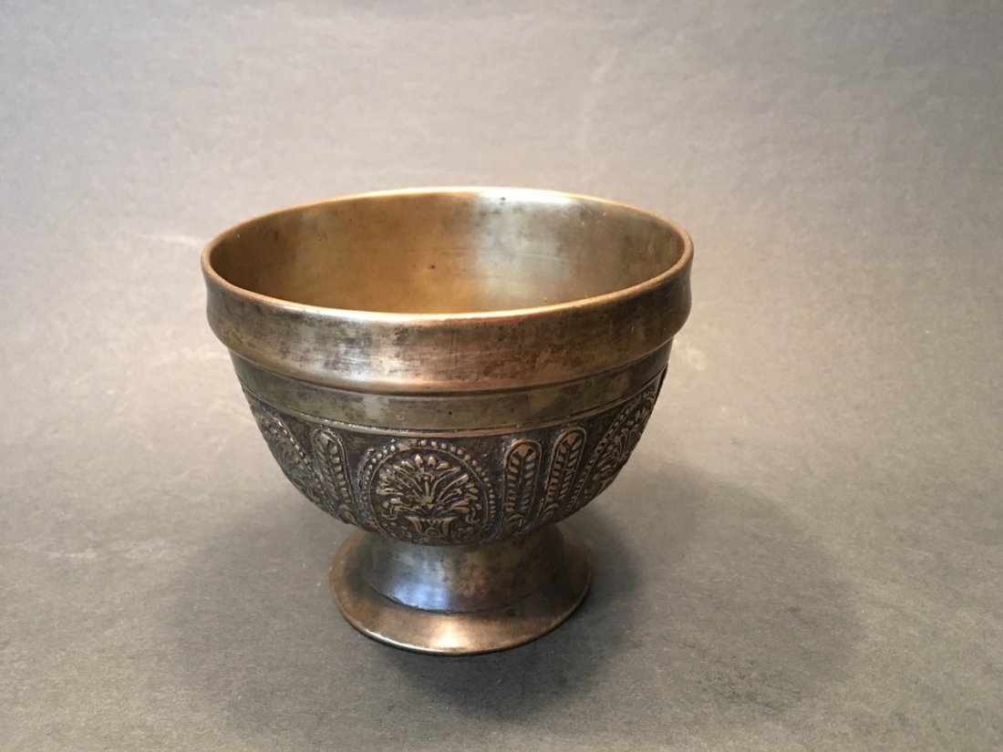 OLD Chinese Brass Bowl Censor, 3 1/2" H x 4 1/4" wide (1 of 4)