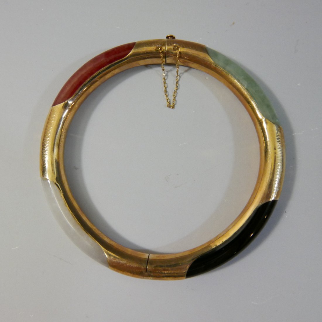 14K GOLD JADEITE BANGLE BRACELET (1 of 8)
