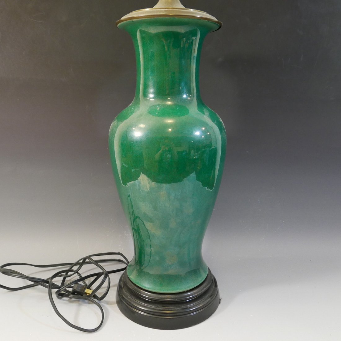 LARGE GREEN CRACKLE GLAZE PORCELAIN VASE - 19TH CENTURY (1 of 5)