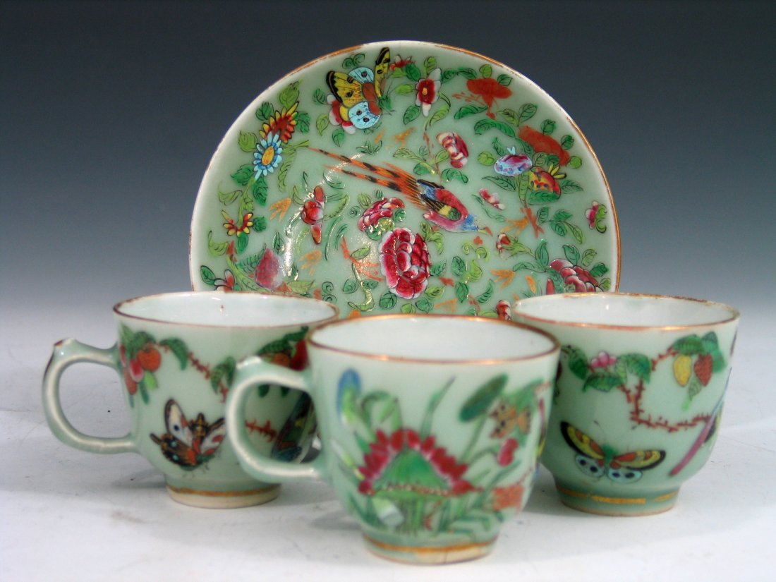 Assorted Chinese Celadon Glaze Famille Rose Porcelain (1 of 4)