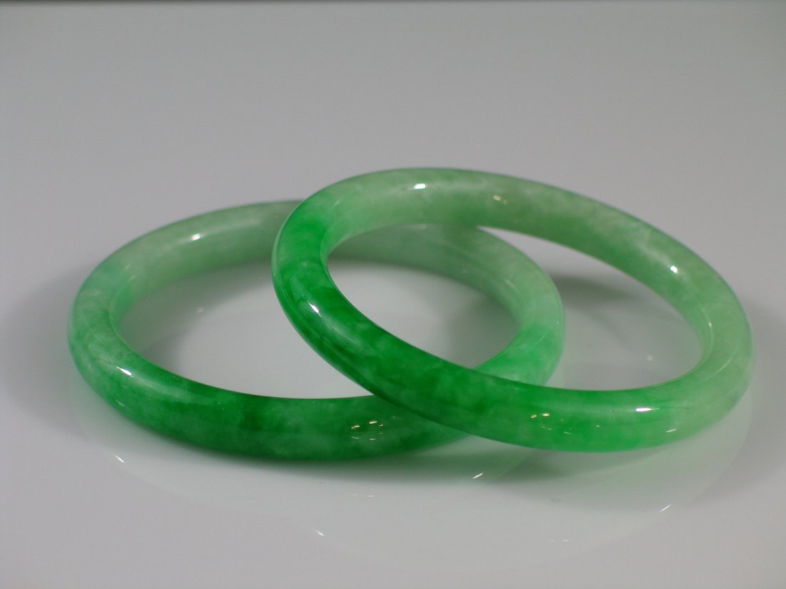 Pair of Chinese Jadeite Bangles (1 of 2)