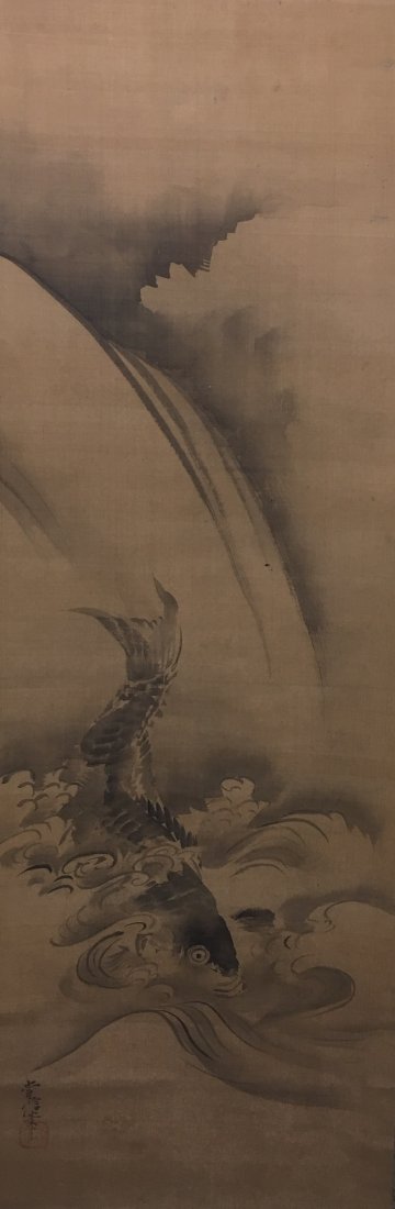 ANTIQUEJapanese Water color scroll painting with Carp (1 of 10)