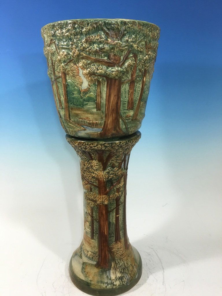 Vintage Weller Forest Jardiniere and Pedestal. 29" (1 of 9)