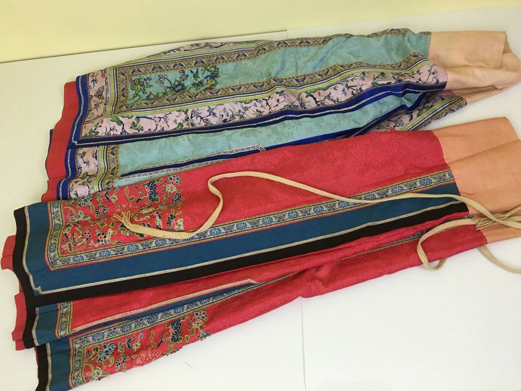 ANTIQUE Chinese Two Large Embroidery Skirt Cloths. (1 of 10)