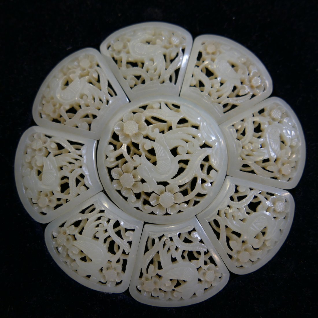 SET OF 9 PIECES ANTIQUE CHINESE CARVED JADE PLAQUES - (1 of 7)