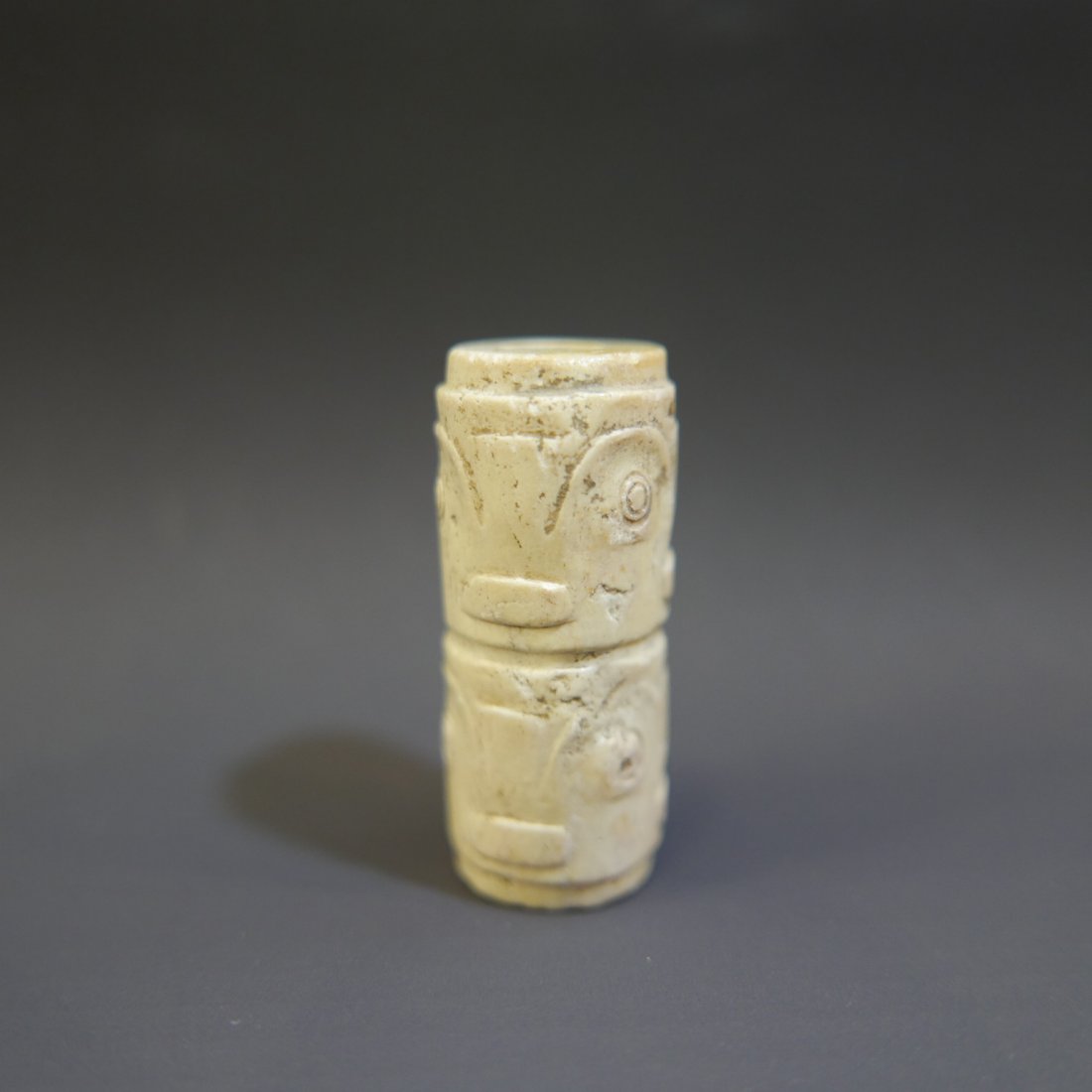 ANTIQUE CHINESE CARVED JADE TUBE PENDANT - NEOLITHIC (1 of 7)