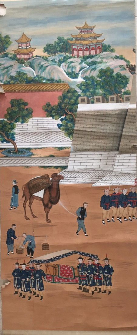 CHINESE ANTIQUE PAINTING: NO RESERVE ON THIS LOT! FIRST BID AT STARTING PRICE MAY GET IT. CHINESE ANTIQUE PAINTING LATE 19TH CENTURY H: 183cm