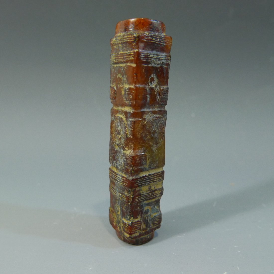 ANTIQUE CHINESE CARVED JADE CONG TUBE NEOLITHIC PERIOD (1 of 7)