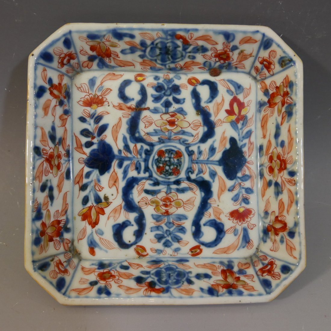 RARE ANTIQUE CHINESE IMARI PORCELAIN SQUARE DISH - (1 of 9)