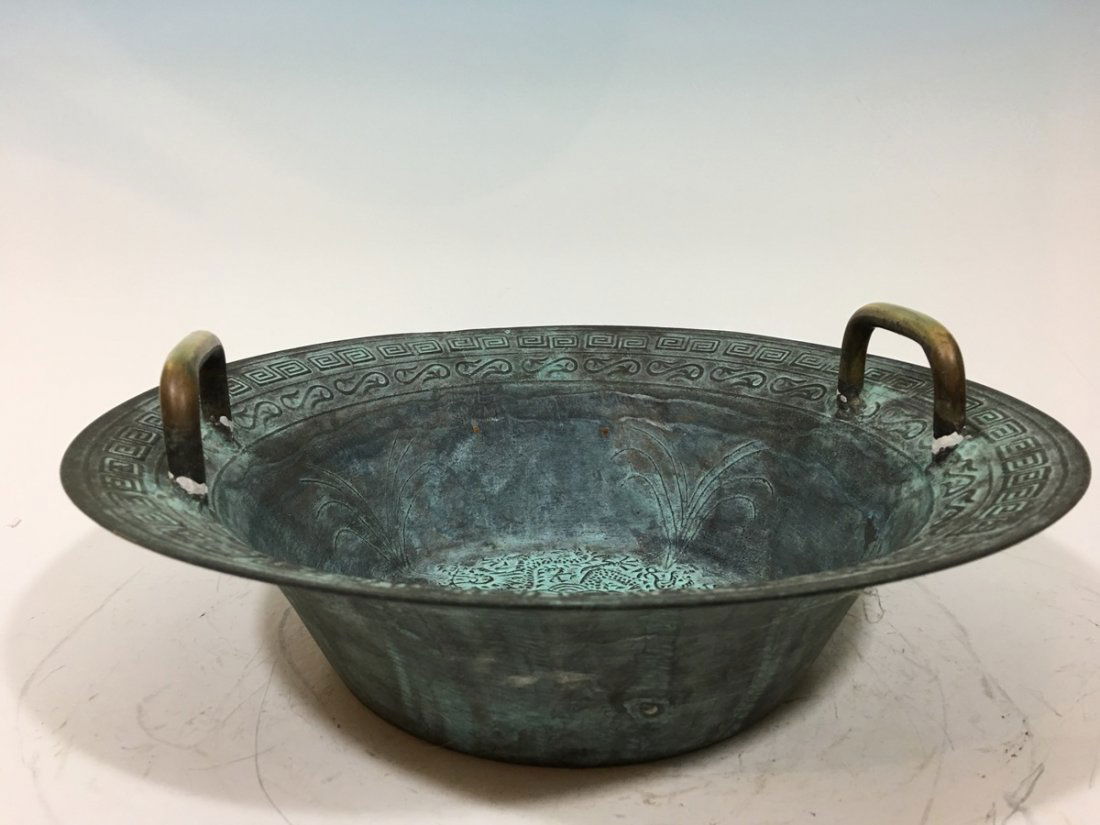 ANTIQUE Chinese Dancing Water Bronze Bowl,  Qing (1 of 10)
