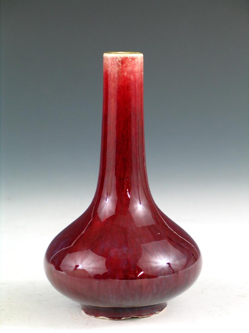 Chinese Red Glazed Porcelain Vase, Kangxi Mark, 19th (1 of 3)