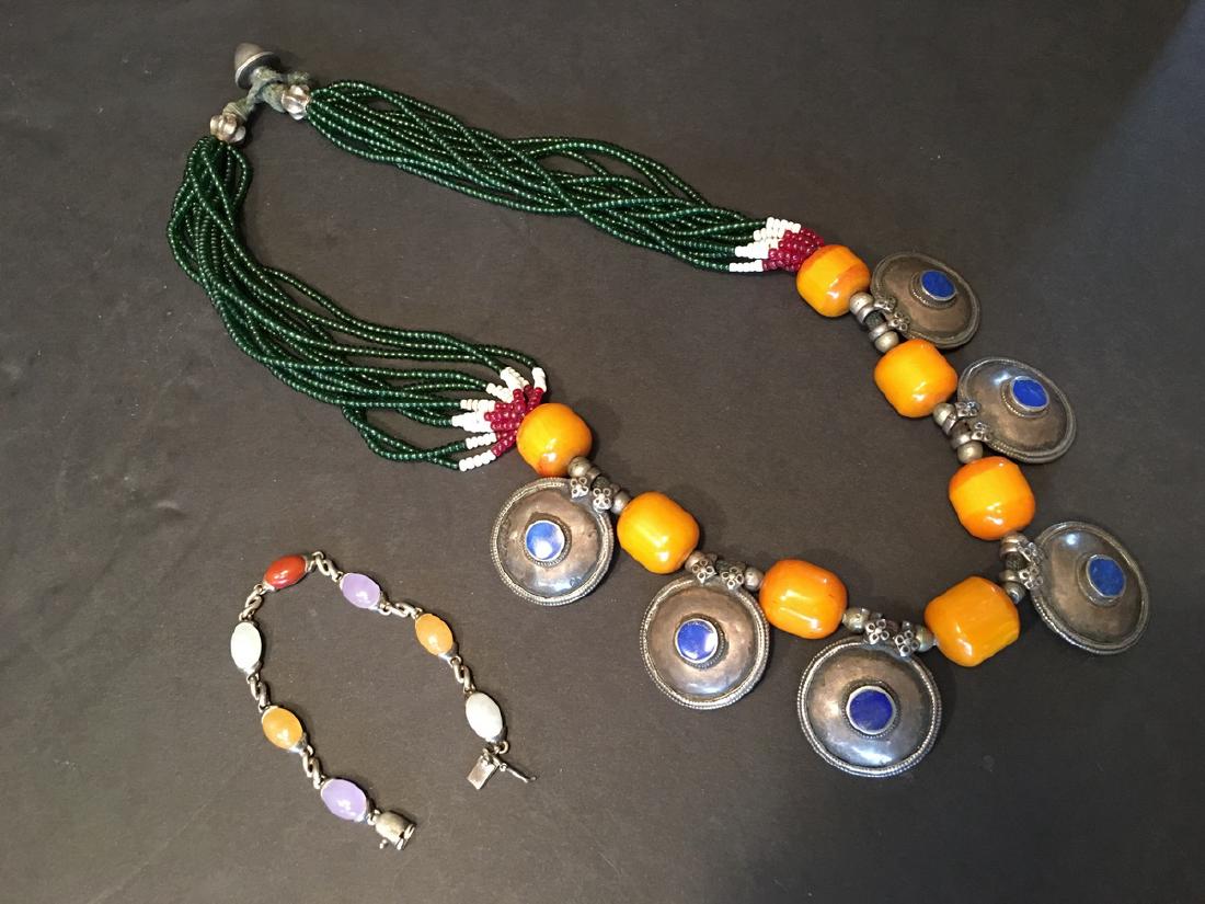 ANTIQUE Chinese Mila Silver necklace and Feicui Jade (1 of 8)