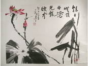 389: Chinese Scroll Painting Water Lily Signed