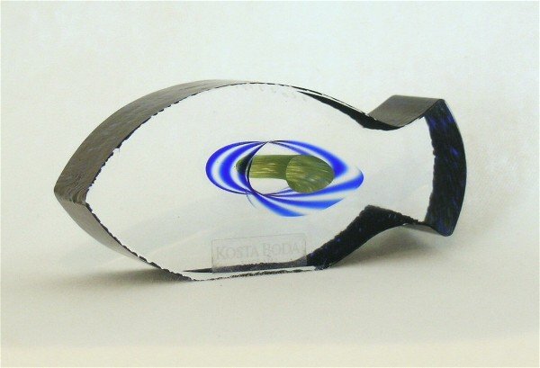 Good Catch Kosta Boda Glass Sculpture: Signed and Designed by Bertil Vallien, one of the great names in Art Glass, internationally recognized and recipient of many honors. The first of this collection is called "Good Catch" a cookie cutter