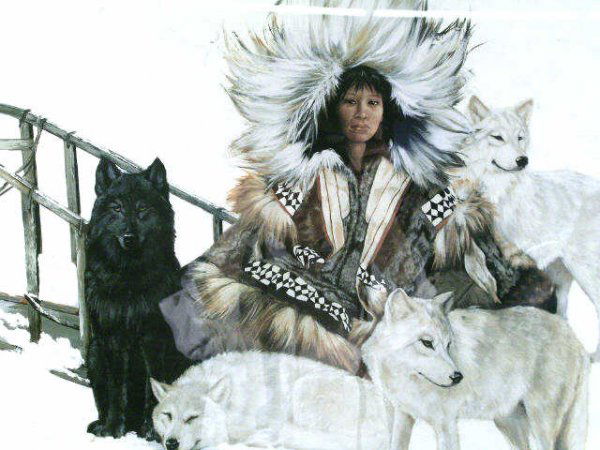 Penni Cross Iditarod Joe Runyon Print: Limited edition framed print, titled: Woman with her Wolves. Agnjnauq Amaguut: Inupiaq, honoring 1989 Iditarod champion Joe Runyon. Numbered 203 of 350JRR signed by Joe Ronald Runyon. Plate signed by