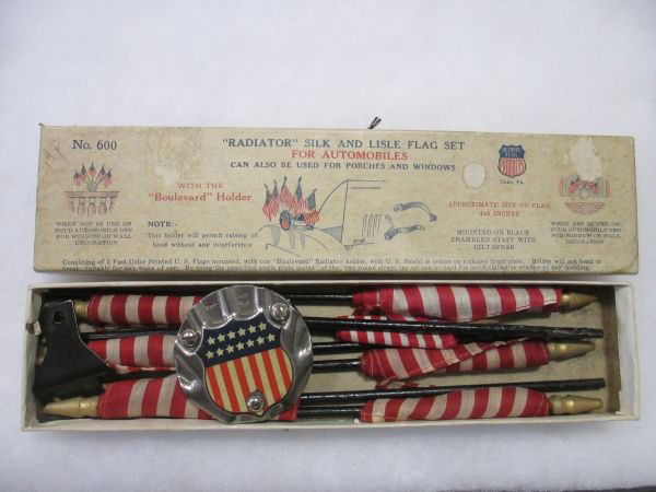 Radiator Silk & Lisle Flag Set NOS with original box: Radiator Silk & Lisle Flag Set NOS with original box, 48 star flags