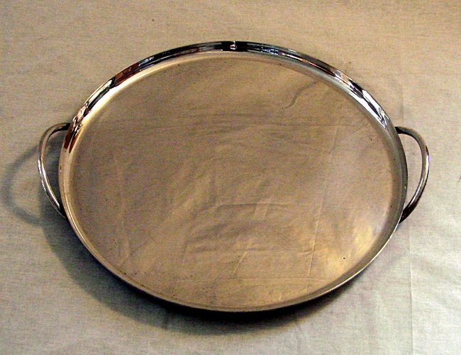 Tray Lino Sabattini, Argenteria Sabattini, 1970 ca.: Tray with silver-plated metal handles. 1970 ca. Argenteria Sabattini, Lino Sabattini. Dimensions: 50 x 45 cm Vassoio con manici in metallo argentato.