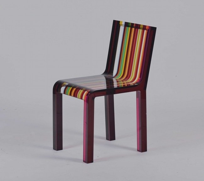 Patrick Norguet, Cappellini, Rainbow Chair: Methacrylate chair, sheets different colours glued by ultrasounds. Patrick Norguet, Prod. Cappellini. 200. Dimensions: 39x51 cm, h 80cm (15,3" x 20", h 31,5") Literature: G. Gramigna, Repertorio del d