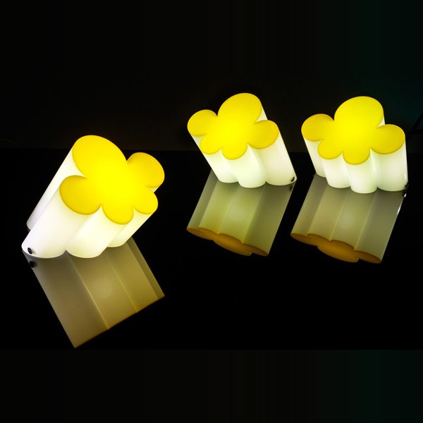 Superstudio - PASSIFLORA, Poltronova: 1968 Floor lamp, Perspex, with white opaline body and yellow flower. Lampada da terra in Perspex, corpo opalino e fiore giallo.