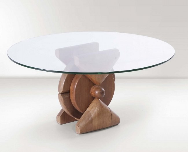 Andrea Cascella, Italian Manufacture, coffe table: Wooden coffee table with glass plane. Limited edition 250 models. Andrea Cascella, Italian Manufactire. 1970 ca. Dimensions: 100x50 cm. Tavolino in legno con piano in vetro. Produzione limitata a 250