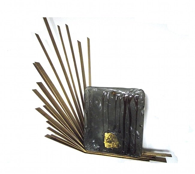 Angelo Brotto, Esperia, bright panel: Angelo Brotto, Esperia, bright panel. Brass and glass. 1970 ca. Dimensions: 60 x 50 x 12 cm Angelo Brotto, Esperia, pannello luminoso in ottone e vetro. 1970 ca.