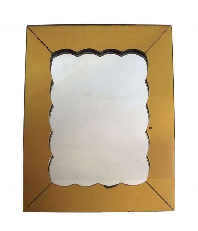 Cristal Art, wall mirror: Cristal Art, wall mirror, yellow frame. 1960 ca. Cristal Art. Specchiera da parete con cornice gialla. Difetti. 1960 ca. Dimensioni: 60 x 70 cm (23,62" x 27,55").