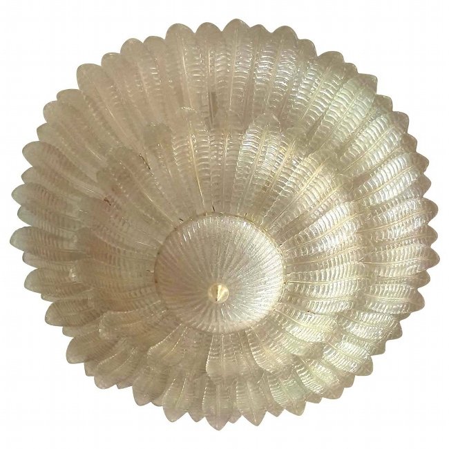 Barovier & Toso, big chandelier: Barovier&Toso, big chandelier with blown glass Murano elements. Central cup. Barovier & Toso. Grande lampadario ad elementi in vetro soffiato di Murano, coppa centrale. Dimensioni: h 50 cm (19,69"), d