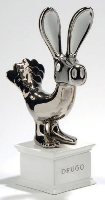 Matteo Cibic, Superego, Drugo: Matteo Cibic, Superego Editions, pottery Drugo. Numbered and signed. Drugo, terraglia bianca e cromo . Firmato e numerato 22/99 . Dimensioni: H. : 68 - L. : 21 - l. : 21 cm