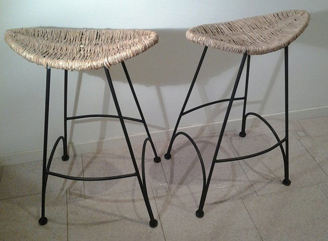 Tom Dixon, Cappellini, two stools: Cappellini, Tom Dixon, two stools model Banana Chair. Cappellini, Tom Dixon, due sgabelli della serie "Banana chair" Dimensioni: cm80x40x53