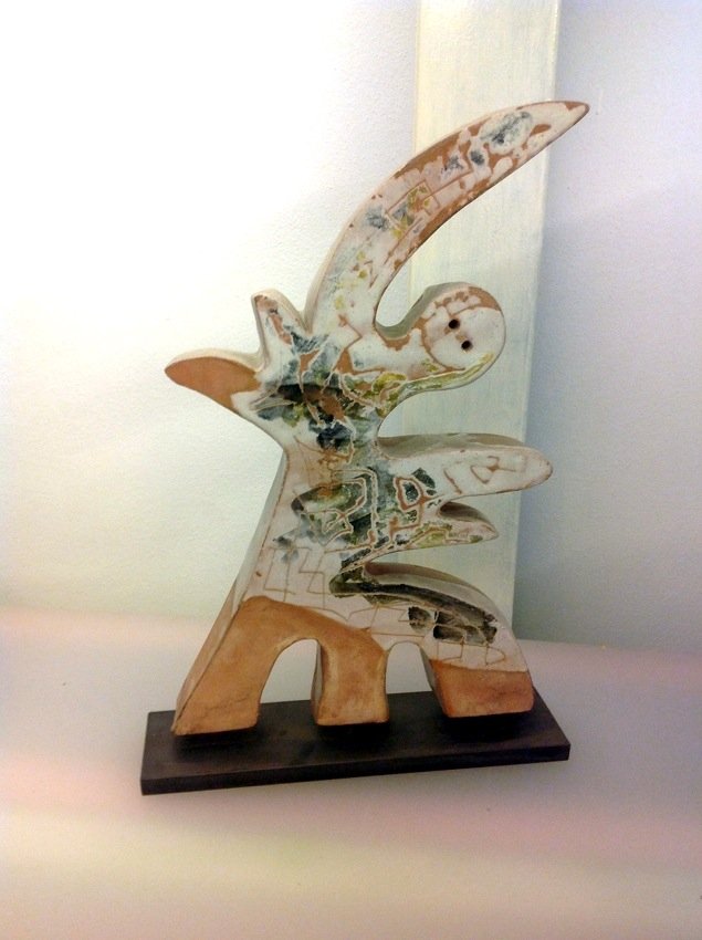 A. Pozzi, Pottery sculpture, Unique piece: A. Pozzi. Enamelled terracotta sculpture.A. Pozzi. Scultura in terracotta smaltata. Firmato. Pezzo unico. Dimensione: h 50 cm (19,68"), l 34 (13,38"), p 9 cm (3,54").