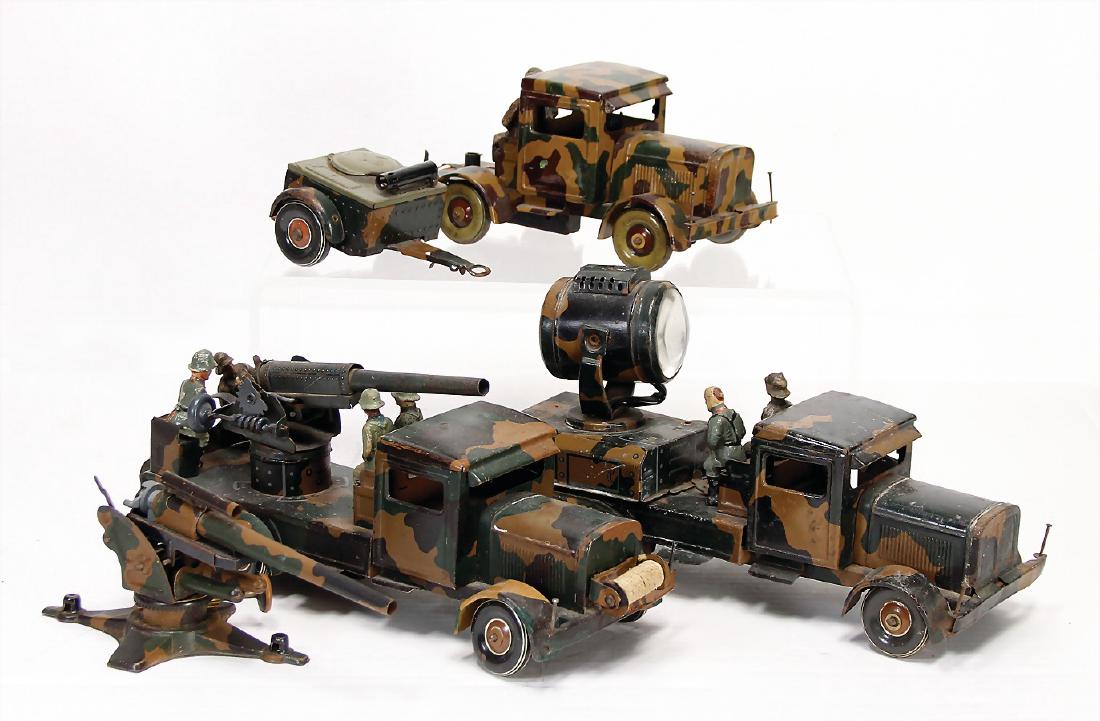 treasure chest, vehicles, partially used up to stronger: treasure chest, vehicles, partially used up to stronger used condition, partially not complete, Tipp &amp; Co. headlight car, drive and also 1 wheel set are missing, 1 Tipp &amp; Co. truck wit