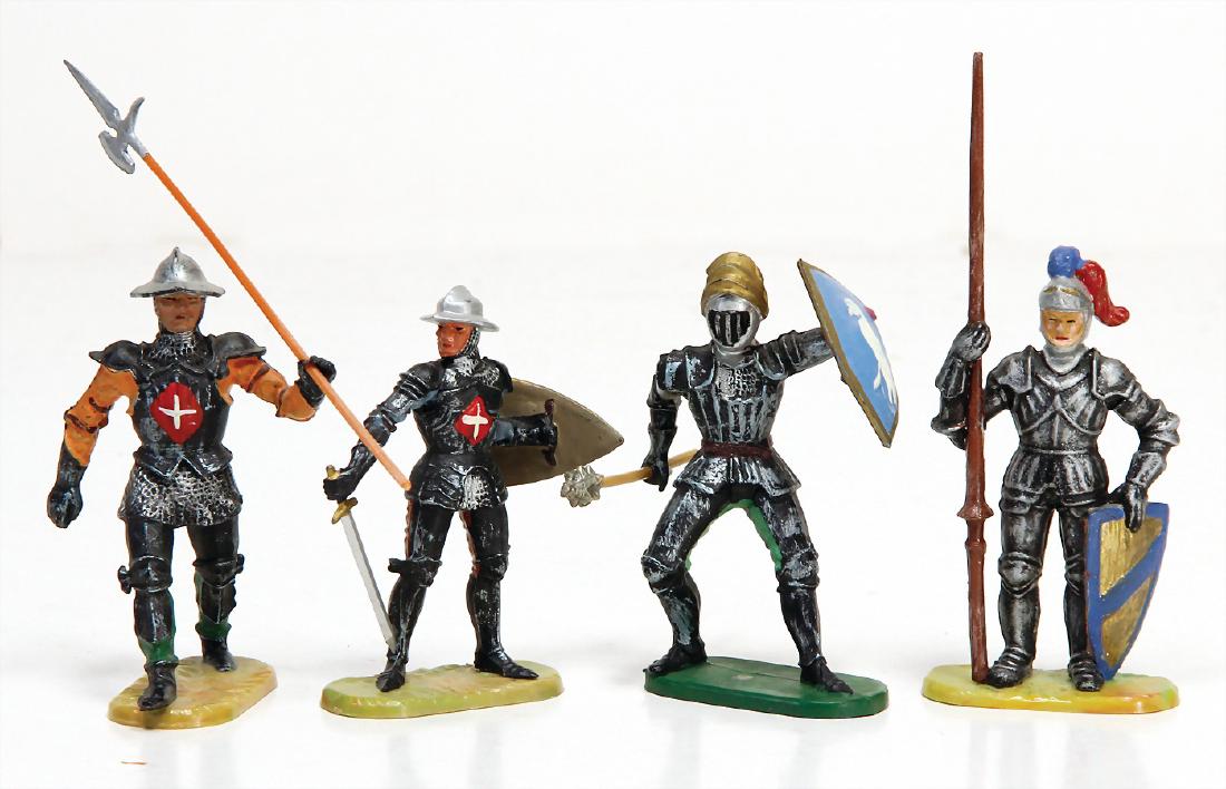 ELASTOLIN plastic, 4 pieces knights, 7 cm, early (1 of 1)