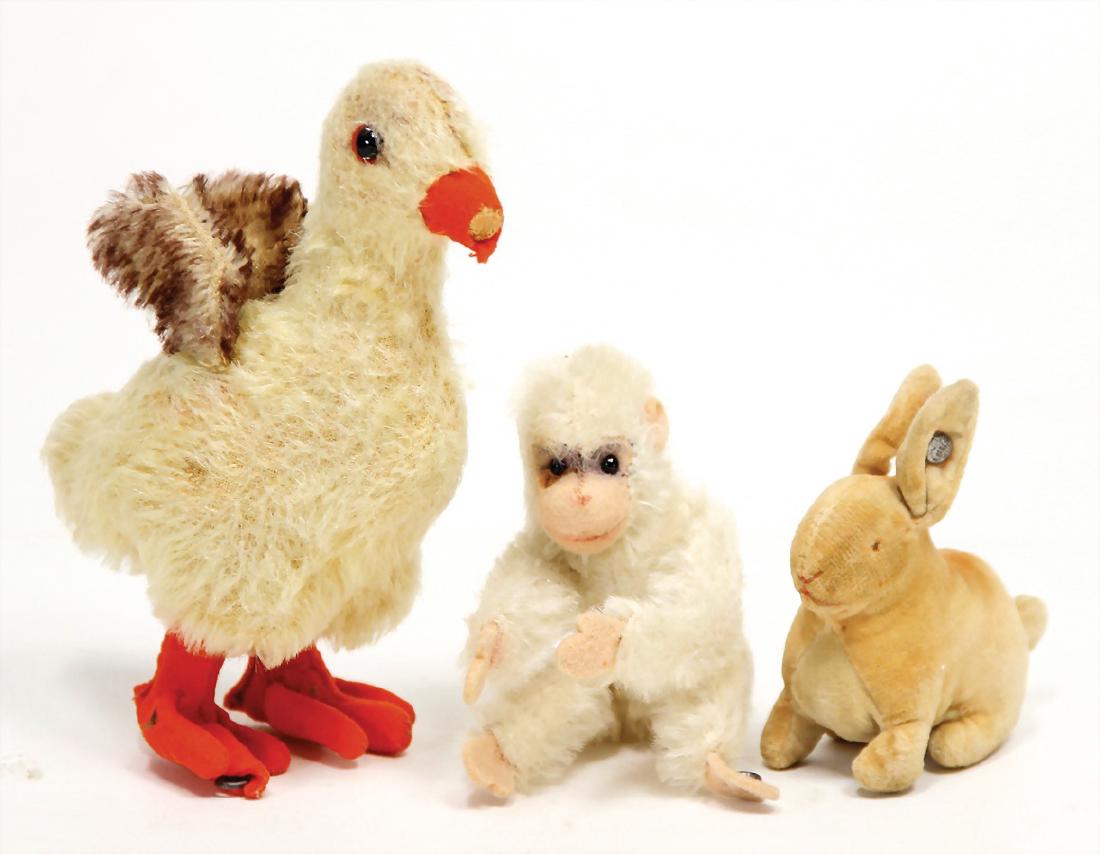 STEIFF 3 pieces, pre-war era, monkey, with button, 10 (1 of 1)