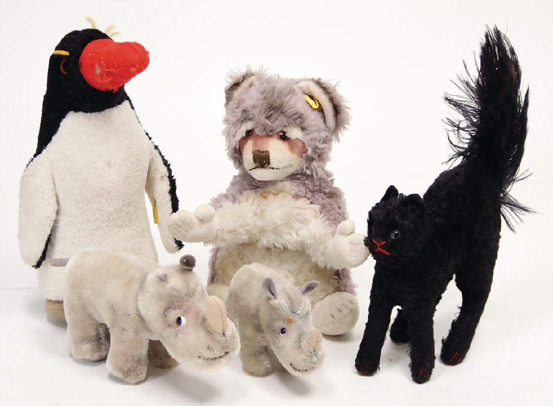 STEIFF mixed lot, rhinoceros, 13 cm and  18 cm, black (1 of 1)