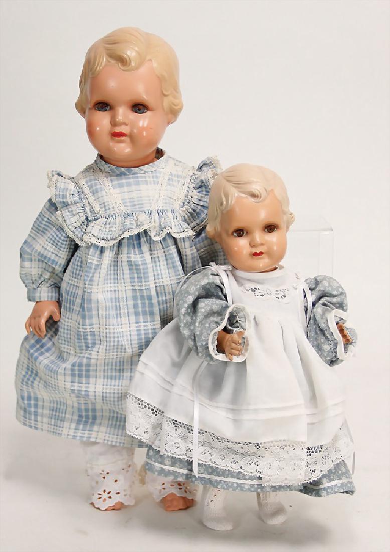 2 Celluloid-Puppen, mit modellierten Frisuren, (1 of 1)