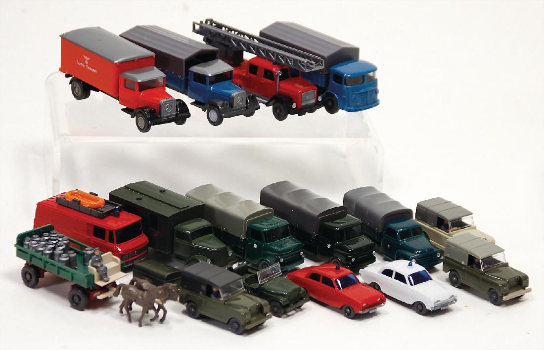 Konv. Wiking, Lkw und Pkw, 17 Teile, 70er/80er Jahre, (1 of 1)
