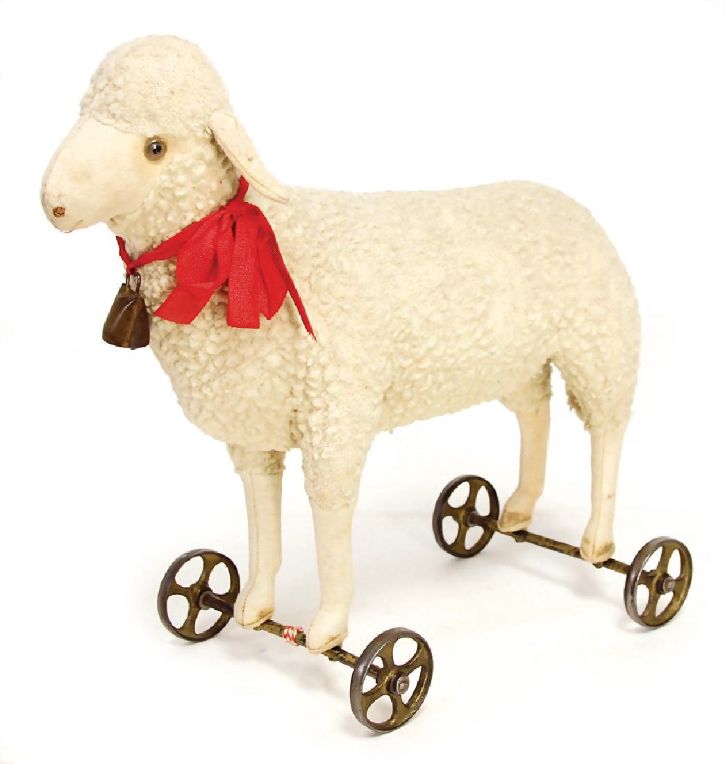 STEIFF lamb, 30 cm, 1920/21, lambskin, white, standing (1 of 2)