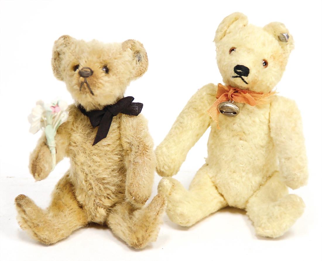 STEIFF 2 bears, 1x wool plush, 14 cm, with button, (1 of 1)