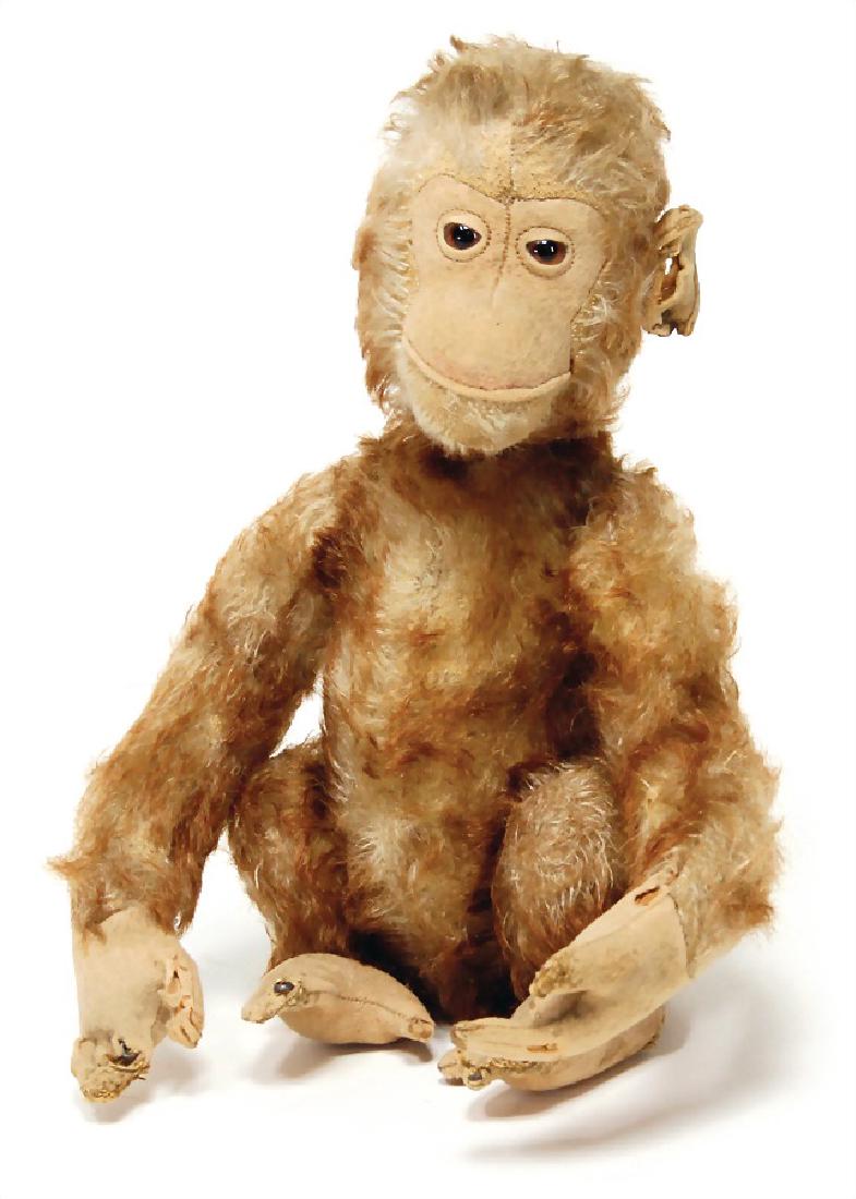 STEIFF chimpanzee, '30s, height: 24 cm, brown pointed (1 of 3)
