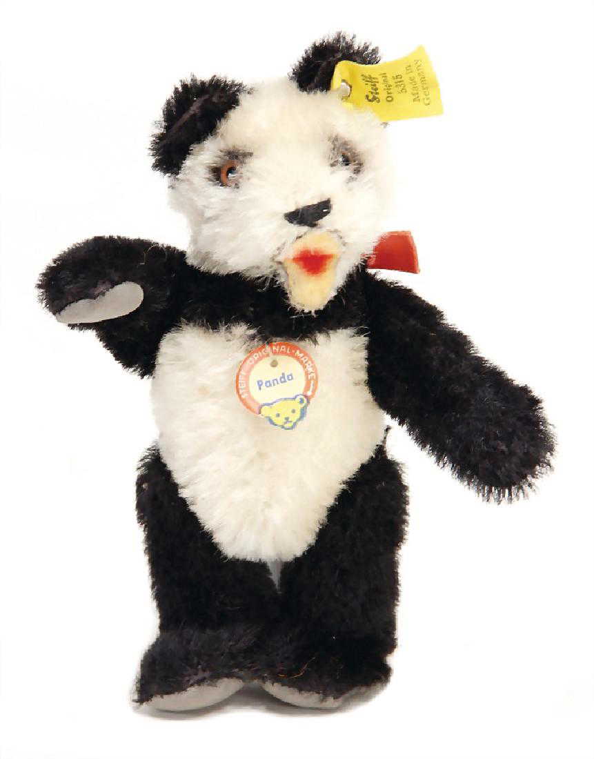 STEIFF panda, postwar era, mohair plush, jointed,