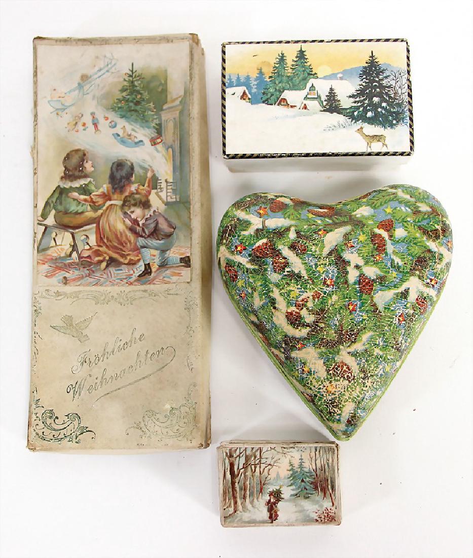 Christmas boxes, 4 pieces, cardboard, 1x heart-shaped, (1 of 1)