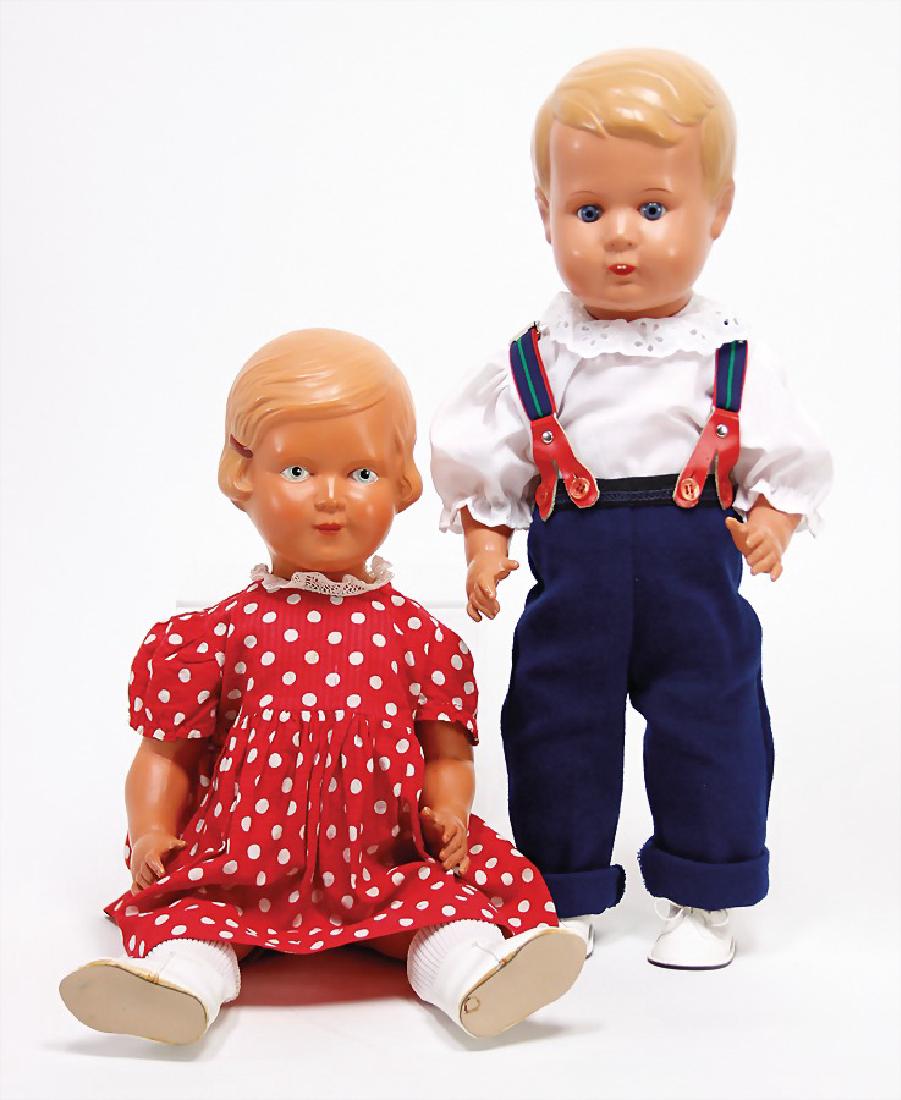 AUGUST HAIDORFER 2 Celluloid-Puppen, 1x Mädchen, (1 of 1)