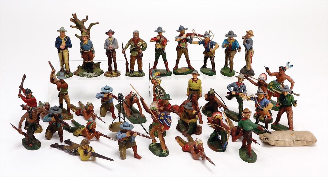 c. 30 pieces trapper and  Indian, mostly Elastolin and (1 of 1)