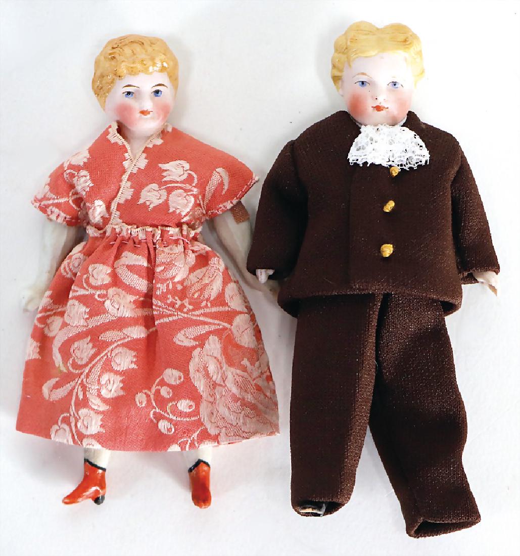 2 pieces dollhouse dolls, 1 x all-bisque, boy, 12 cm, (1 of 1)